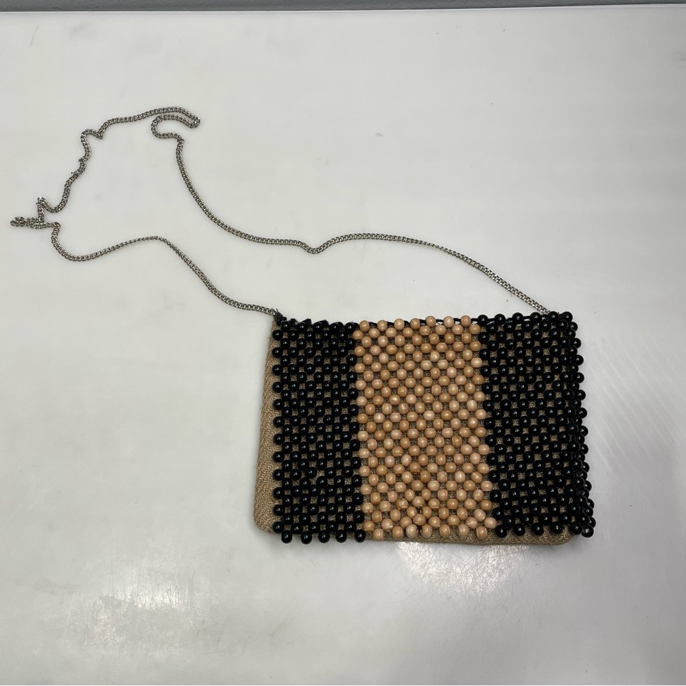 Straw Studios Handbag / Purse Chain Strap And Beaded Front Cover Magnetic‎ Close